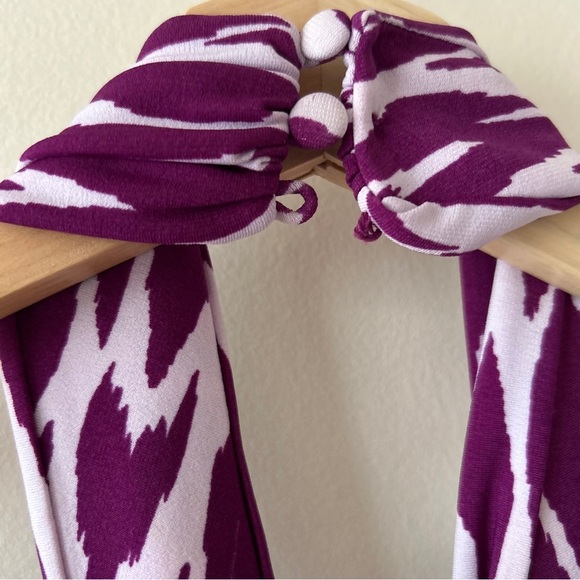 Laundry by Shelli Segal Halter Dress Size 12 Purple Ikat Print NWT - Picture 6 of 7